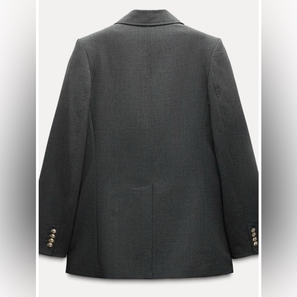 Zara Dark Grey Gold Button Blazer – Size Small - Picture 2 of 14